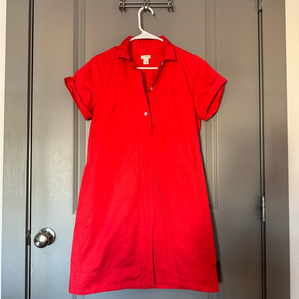 J. Crew Red Button-Down Shirt Dress